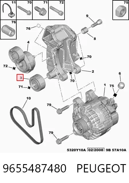 Rolka prowadząca, kierunkowa paska napędowego 9655487480 Peugeot/Citroen