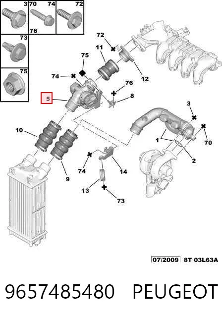 Przepustnica, komplet 9657485480 Peugeot/Citroen