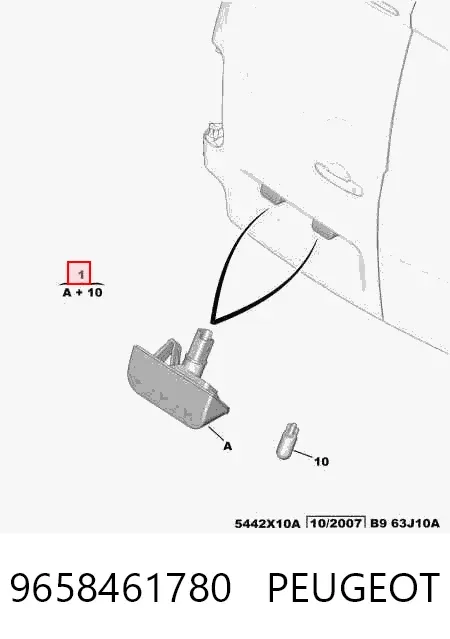 Lampa oświetlenia tylnej tablicy rejestracyjnej 9658461780 Peugeot/Citroen