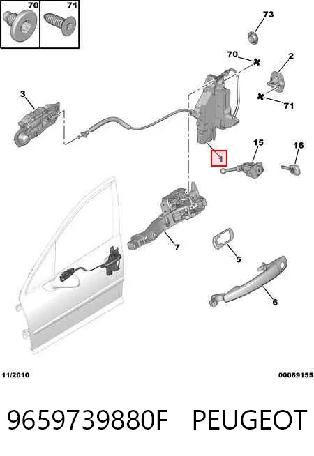 Zamek drzwi przednich lewych 9659739880F Peugeot/Citroen