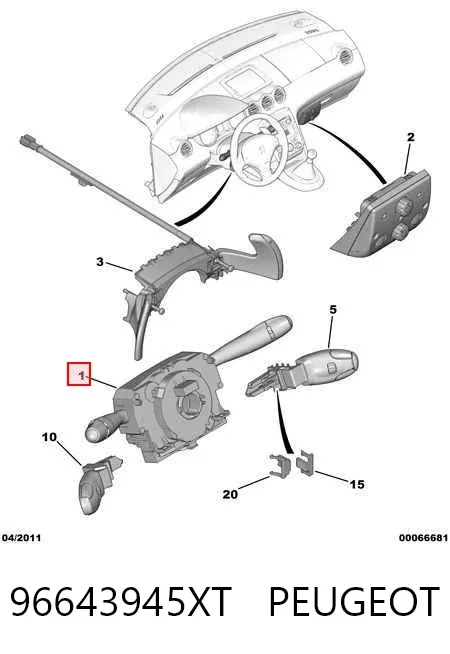 Przełącznik zespolony lewy 96643945XT Peugeot/Citroen