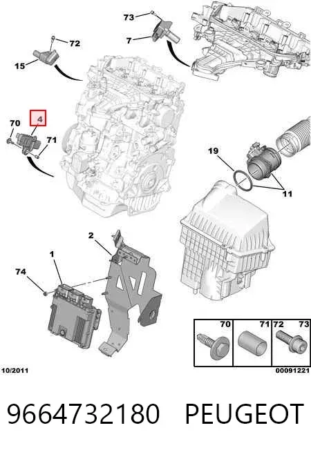 Czujnik położenia wału korbowego 9664732180 Peugeot/Citroen