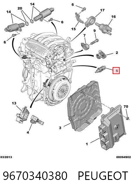 Czujnik temperatury płynu chłodzącego 9670340380 Peugeot/Citroen