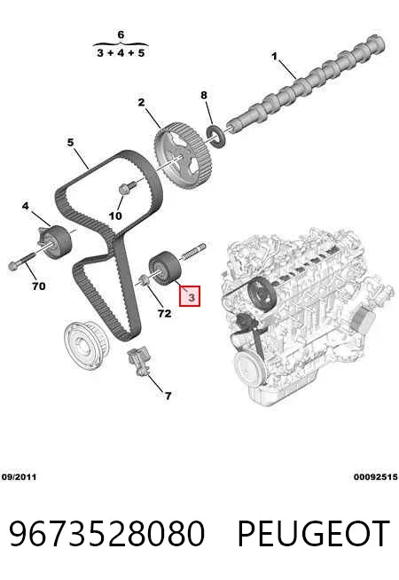 Rolka prowadząca kierunkowa paska rozrządu 9673528080 Peugeot/Citroen