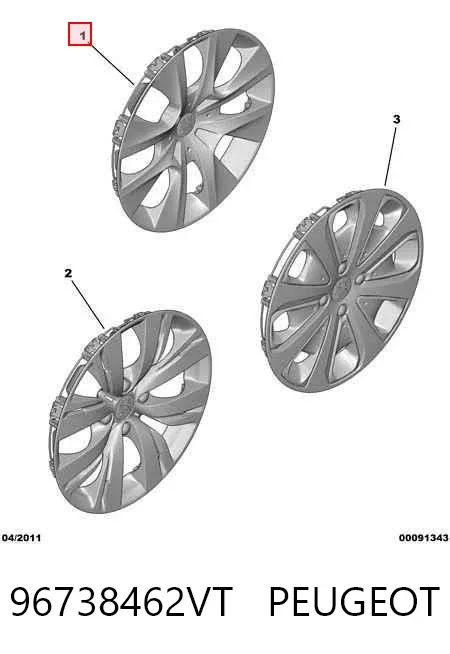 Kołpak do obręczy koła 96738462VT Peugeot/Citroen