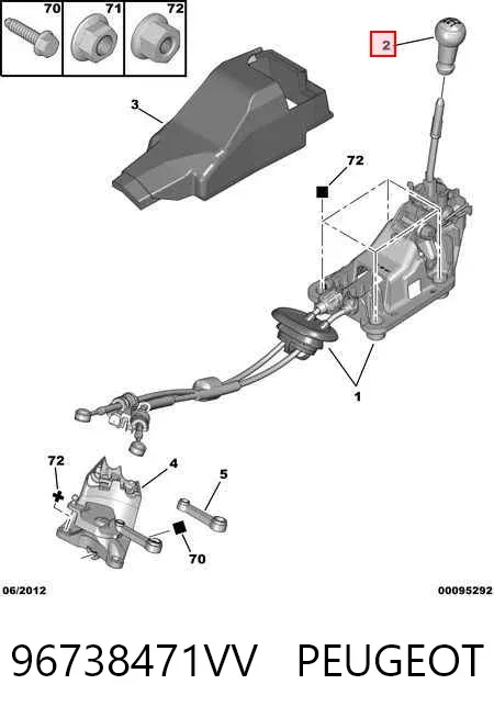 Rękojeść dźwigni biegów 96738471VV Peugeot/Citroen