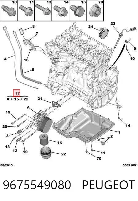 Chłodnica oleju, pod filtrem 9675549080 Peugeot/Citroen