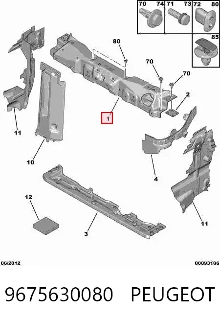 Osłona chłodnicy górna (panel mocowania reflektorów) 9675630080 Peugeot/Citroen