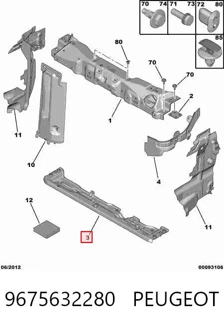 Osłona chłodnicy dolna (panel mocowania reflektorów) 9675632280 Peugeot/Citroen