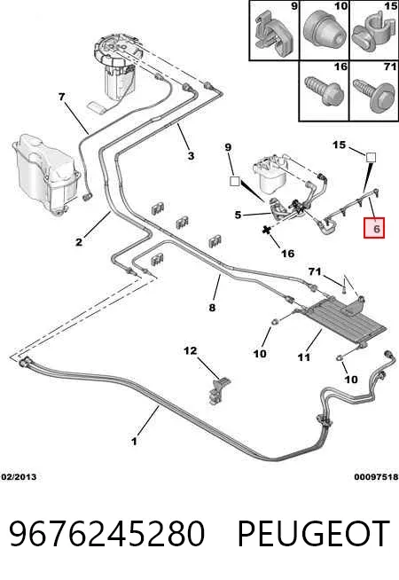 Rurka paliwa, zwrotna od wtryskiwaczy 9676245280 Peugeot/Citroen