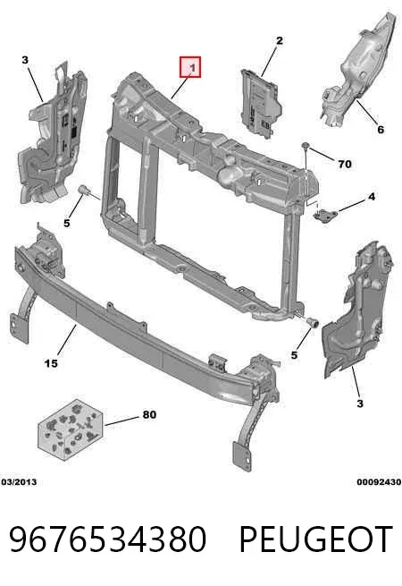 Osłona chłodnicy kompletna (panel mocowania reflektorów) 9676534380 Peugeot/Citroen