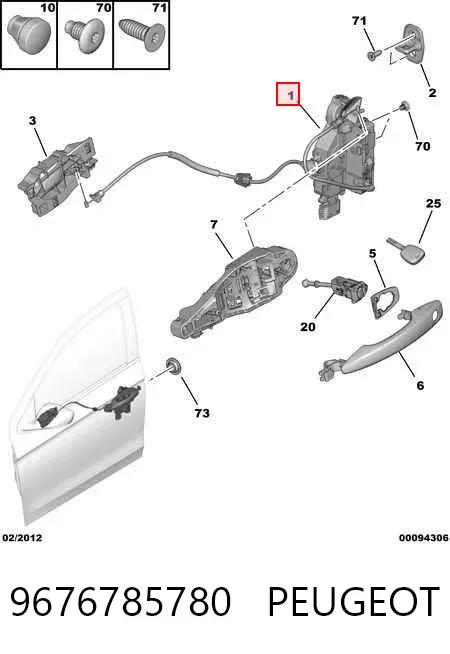 Zamek drzwi przednich prawych Citroen C-Elysee 
