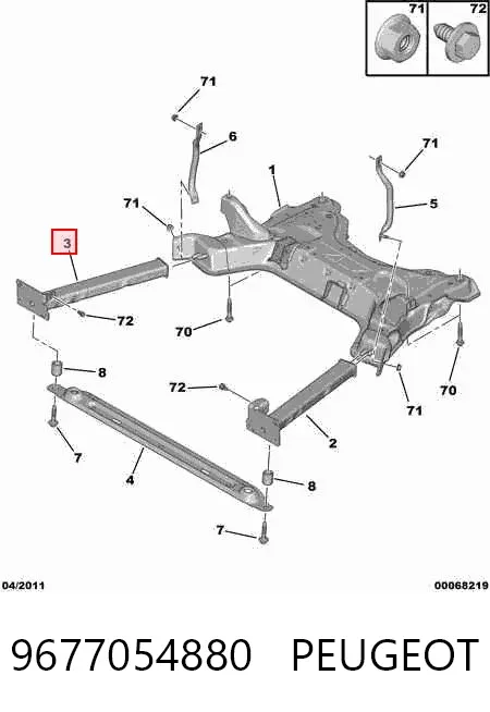 Wspornik przedniej belki 9677054880 Peugeot/Citroen