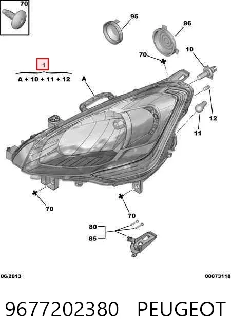 Reflektor prawy 9677202380 Peugeot/Citroen