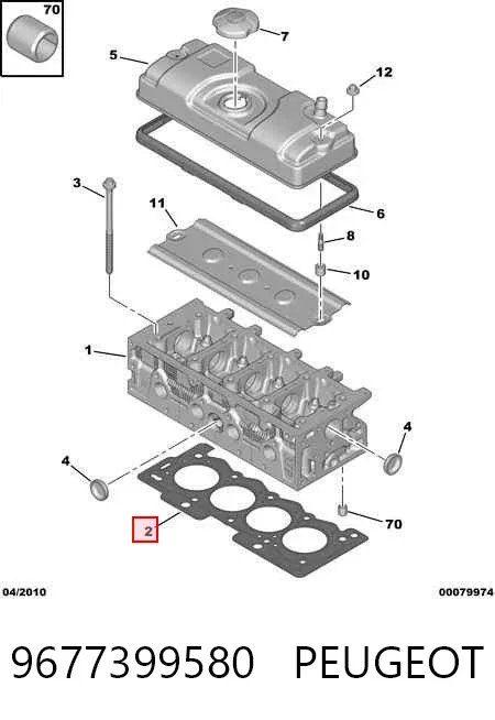 Uszczelka głowicy cylindrów 9677399580 Peugeot/Citroen