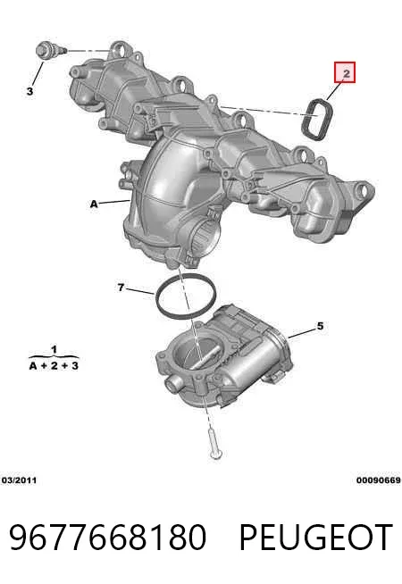 Uszczelka kolektora ssącego 9677668180 Peugeot/Citroen