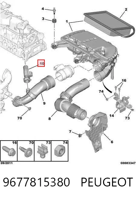 Króciec wentylacji kadłuba (separatora oleju) 9677815380 Peugeot/Citroen