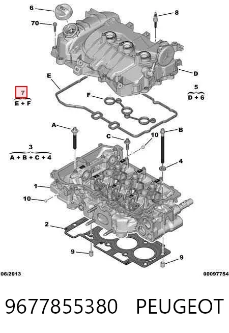 Uszczelka pokrywy zaworowej silnika, zestaw 9677855380 Peugeot/Citroen