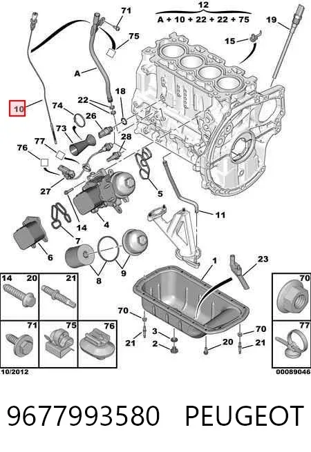 Bagnet poziomu oleju w silniku 9677993580 Peugeot/Citroen