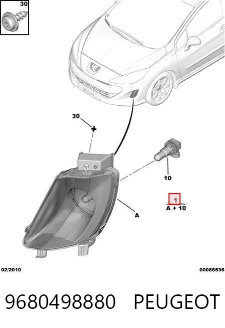 Lampa przeciwmgielna prawa 9680498880 Peugeot/Citroen