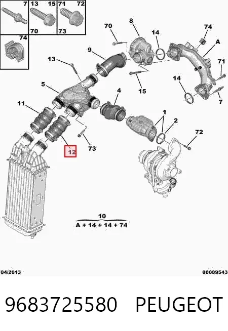 Przewód (króciec) intercoolera 9683725580 Peugeot/Citroen