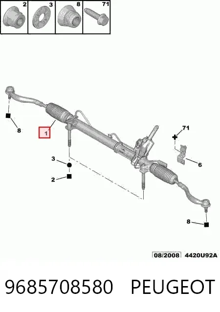 Listwa kierownicza (maglownica) 9685708580 Peugeot/Citroen