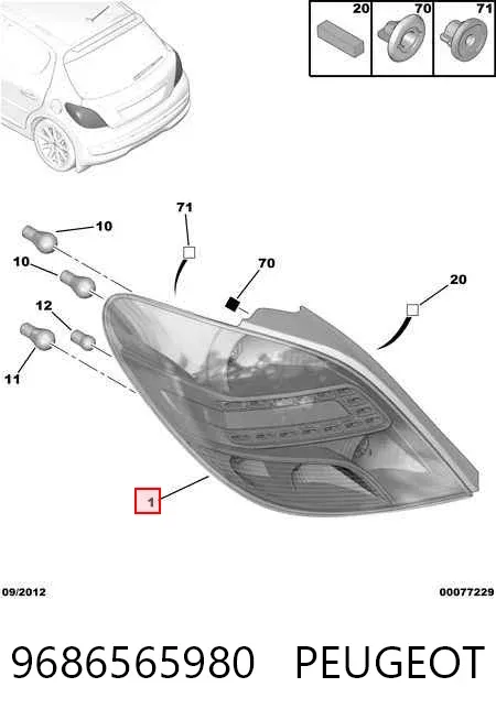 Lampa zespolona tylna prawa 9686565980 Peugeot/Citroen