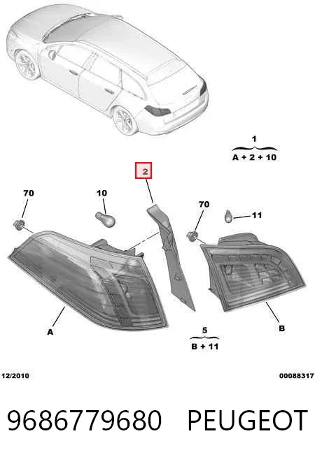 Lampa zespolona tylna prawa zewnętrzna 9686779680 Peugeot/Citroen