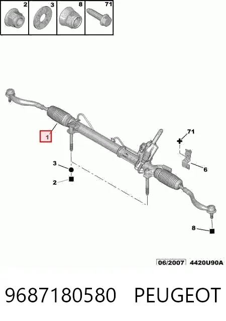 Listwa kierownicza (maglownica) 9687180580 Peugeot/Citroen