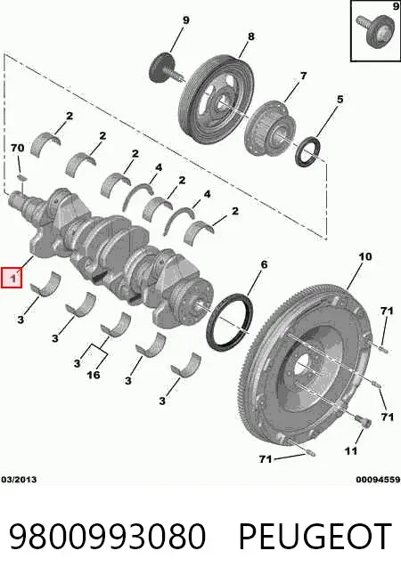 Wał korbowy silnika 9800993080 Peugeot/Citroen