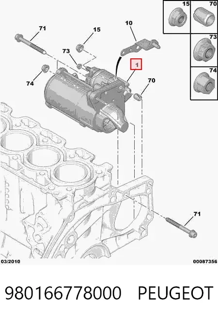 Rozrusznik 980166778000 Peugeot/Citroen