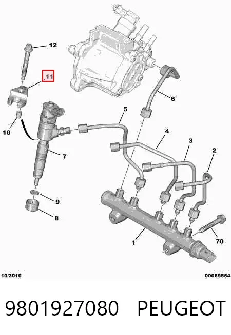 Wspornik mocowania wtryskiwacza 9801927080 Peugeot/Citroen