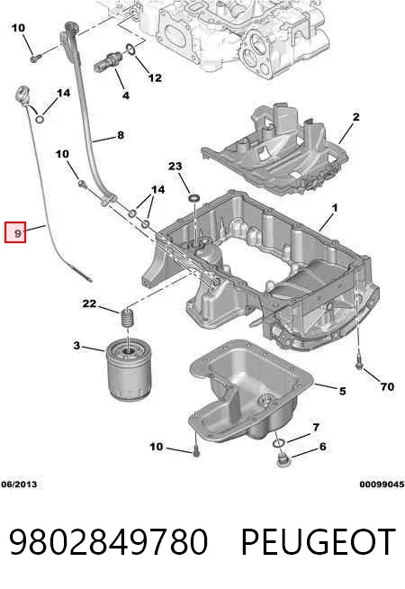 Bagnet poziomu oleju w silniku 9802849780 Peugeot/Citroen