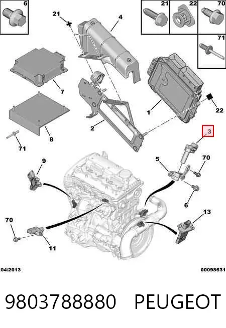 Czujnik położenia wału korbowego 9803788880 Peugeot/Citroen
