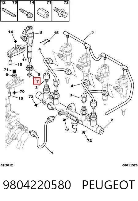 Pierścień uszczelniający wtryskiwacza 9804220580 Peugeot/Citroen