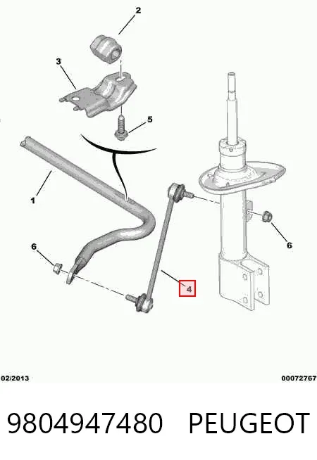 Łącznik stabilizatora przedniego 9804947480 Peugeot/Citroen