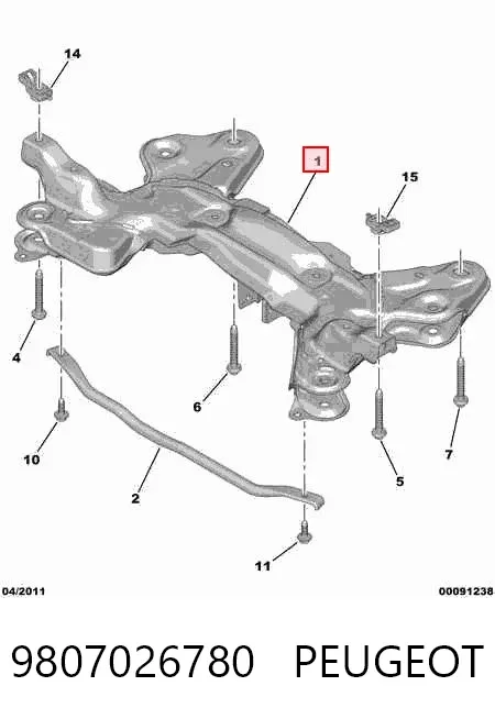 Korpus osi przedniej 9807026780 Peugeot/Citroen