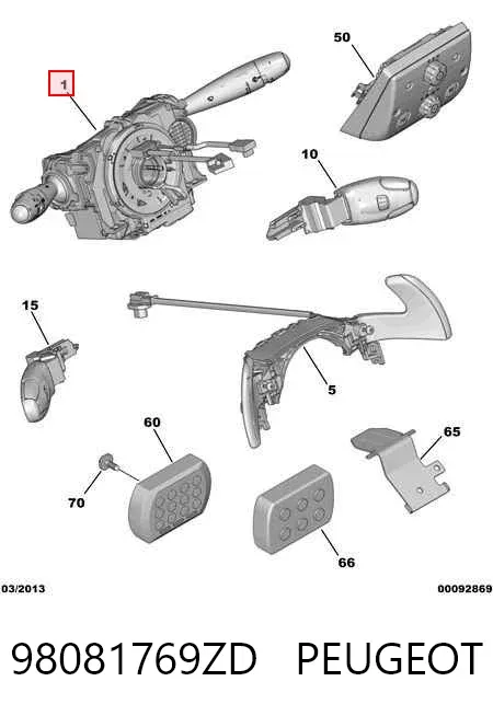 Przełącznik zespolony, w komplecie 98081769ZD Peugeot/Citroen