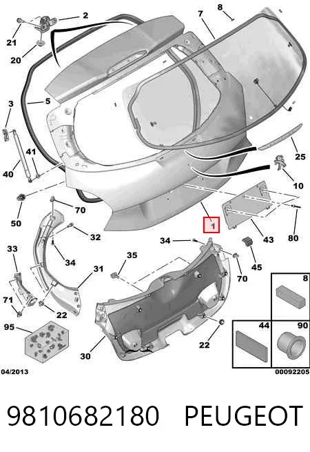 Drzwi tylne (bagażnika 3/5) 9810682180 Peugeot/Citroen