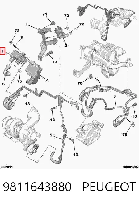 Przetwornik ciśnienia (solenoid) doładowania 9811643880 Peugeot/Citroen