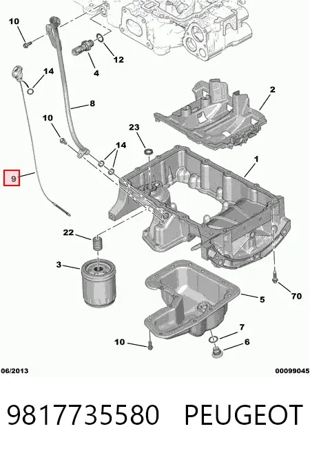 Bagnet poziomu oleju w silniku 9817735580 Peugeot/Citroen