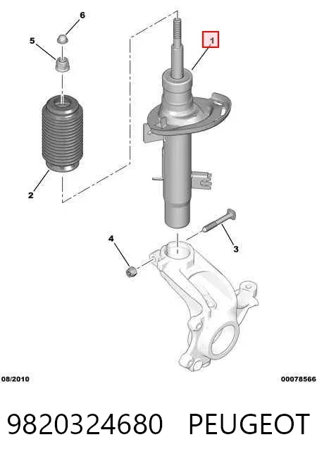 Amortyzator przedni prawy 9820324680 Peugeot/Citroen