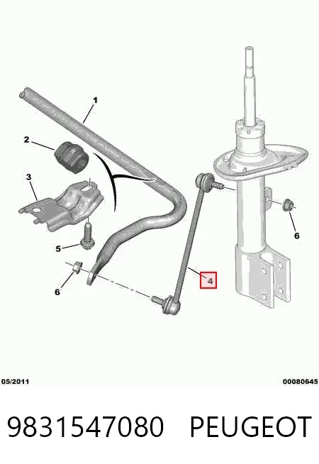 Łącznik stabilizatora przedniego 9831547080 Peugeot/Citroen