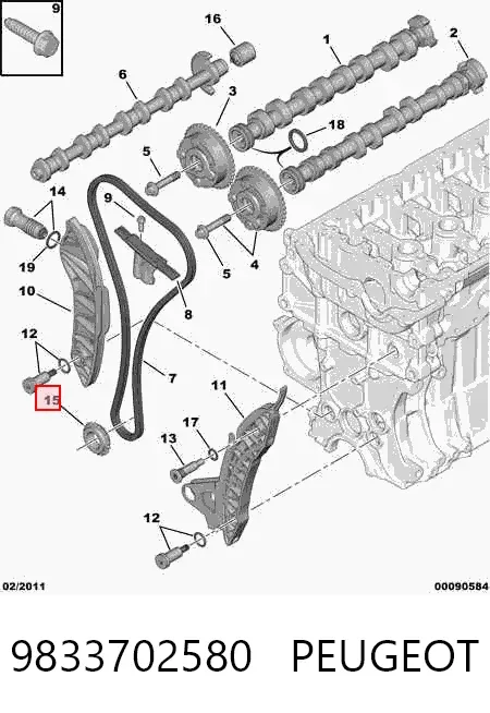 Koło zębate walcowe napędu wałka rozrządu 9833702580 Peugeot/Citroen