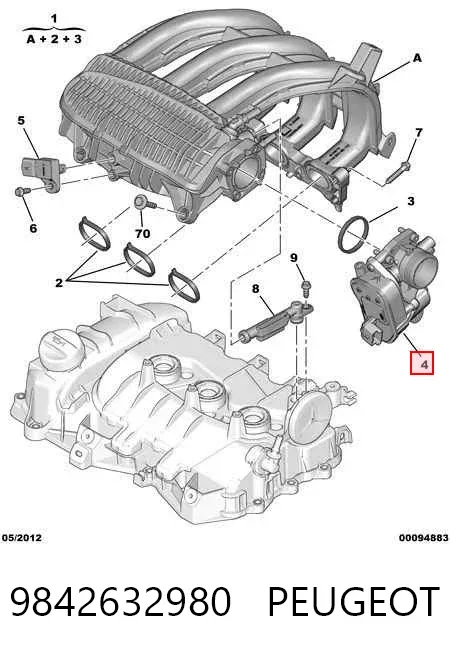 Przepustnica, komplet 9842632980 Peugeot/Citroen