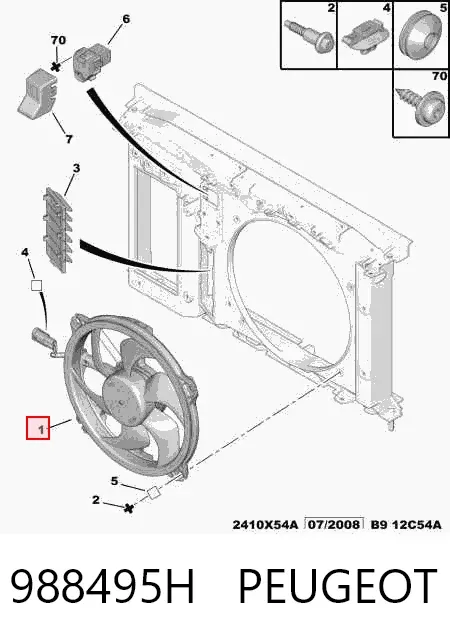 Wentylator elektryczny układu chłodzenia kompletny (silnik+wirnik) 988495H Peugeot/Citroen