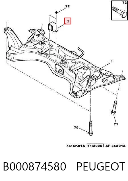 Tuleja (poduszka) przedniej belki B000874580 Peugeot/Citroen