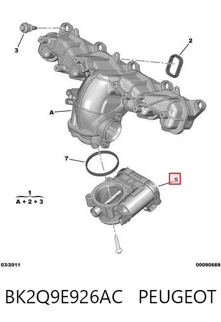 Przepustnica, komplet BK2Q9E926AC Peugeot/Citroen