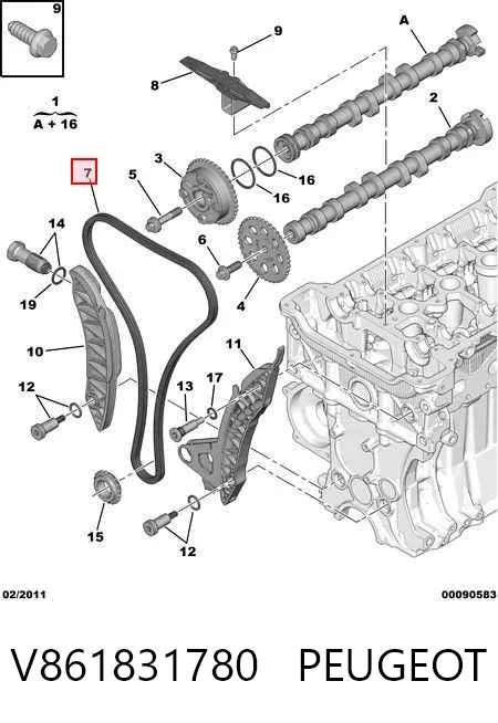 Łańcuch rozrządu, zestaw V861831780 Peugeot/Citroen
