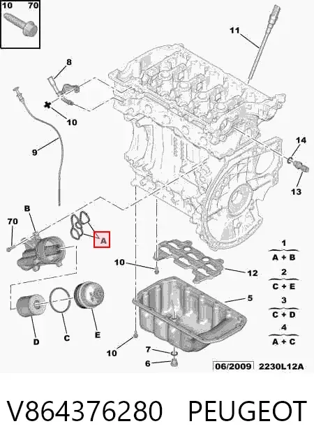 Obudowa filtra oleju V864376280 Peugeot/Citroen